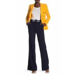 Veronica Beard Pants Maldon Navy Stretch Bootcut Womens High Rise Belt Size 10?